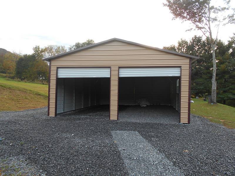 MaxSteel Boxed Eave Two Car Metal Garage