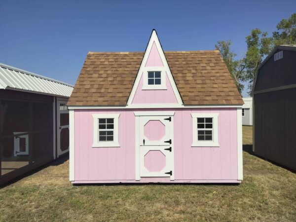 10x12 Derksen Portable Pink Wood Victorian Style Playhouse at Homestead-Landing in Dickson TN