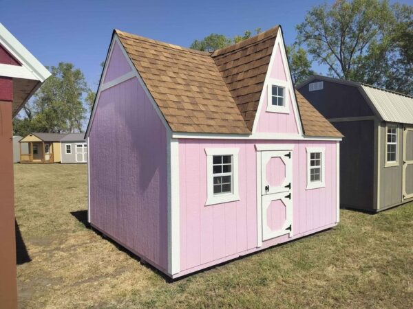 10x12 Derksen Portable Pink Wood Victorian Style Playhouse at Homestead-Landing in Dickson TN