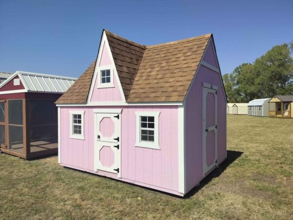 10x12 Derksen Portable Pink Wood Victorian Style Playhouse at Homestead-Landing in Dickson TN