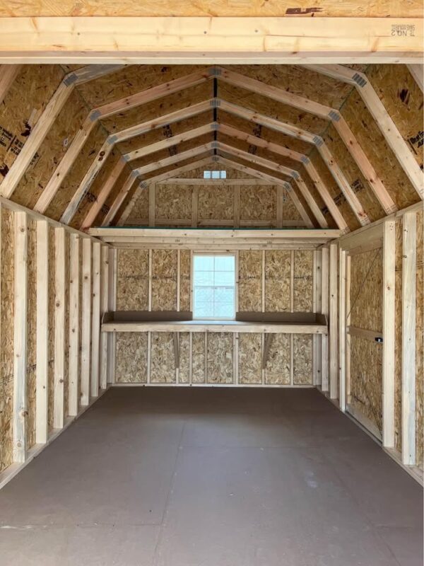10x20 Derksen Lofted Barn with Workbench and Peg Board at Homestead Landing in Dickson TN
