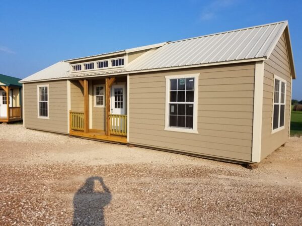12x32 Derksen Portable Side Cabin with Dormer and Transom Windows at Homestead Landing in Dickson TN