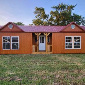 14x40 Derksen Portable Side Cabin with Sunburst Dormers at Homestead Landing in Dickson TN